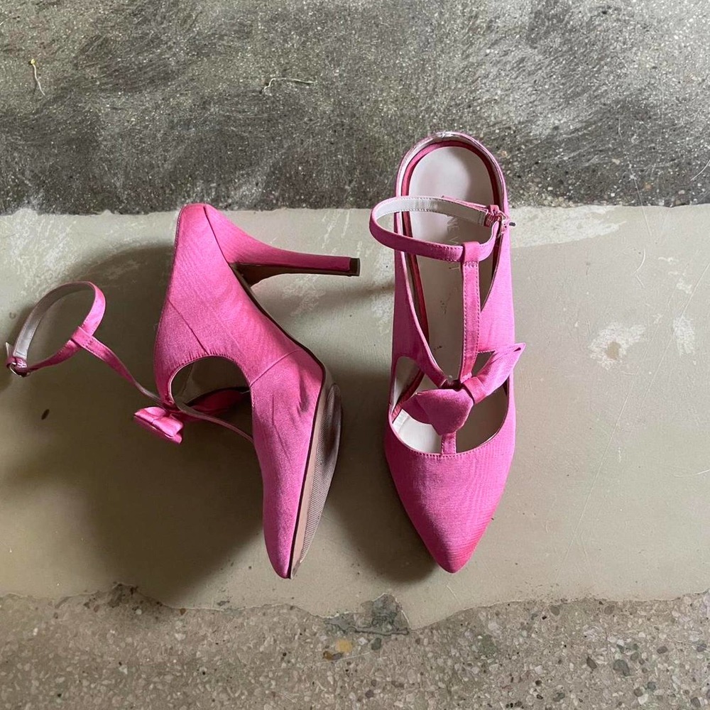 Pink nine west bow ankle